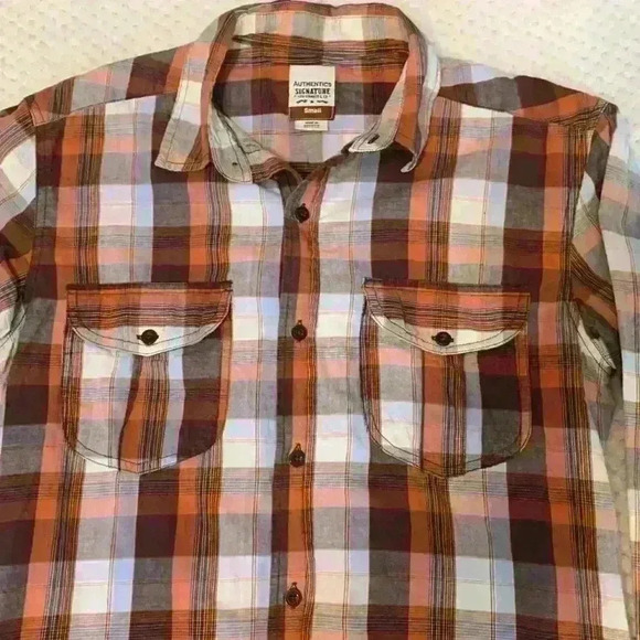 Authentic Signature Levi Strauss & Co plaid button down sz S plaid fall *Hole* - Picture 3 of 10